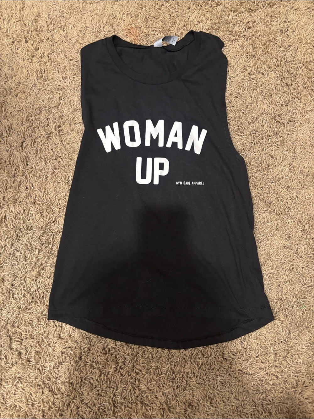 Woman Up Black Sleeveless Tank Top - Empowerment Graphic